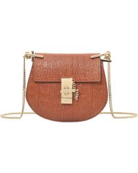 Chlo Drew Mini Saddle Bag in Pink | Lyst
