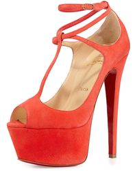 Christian Louboutin Talitha Suede Red Sole Platform Pump