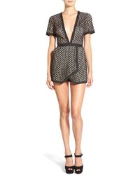 Missguided Triangle Lace Skort Romper - Black