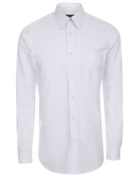 Paul Smith Men'S White Pleat-Front Collarless Shirt - Lyst