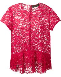 Thakoon Short Sleeve Lace Top - Pink