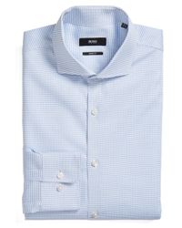 BOSS | Sharp Fit Microcheck Dress Shirt | Lyst