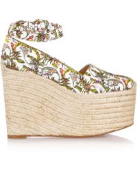 Christian louboutin Belle Zeppa 85 Suede Wedges in Gray (grey) | Lyst