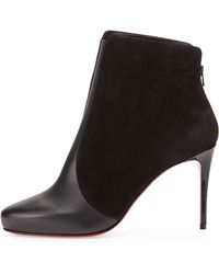 Christian louboutin Half-D\u0026#39;Orsay Leather Red-Soled Boots in Black ...