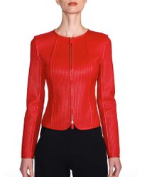 Giorgio Armani Bonded Leather Jacket - Red