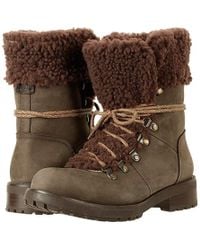 fraser shearling and suede combat booties