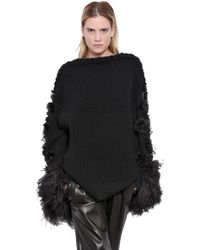 Emanuel Ungaro Wool & Ostrich Feather Sweater - Black