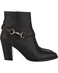 Burberry Bedford Metal Buckle Ankle Boots - Black