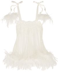 Agent Provocateur Kalotta Feather-trimmed Leavers Lace And Tulle Chemise - White
