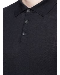 Lyst Polo Long For Armani Men Shirt Blue Sleeve Knit Cashmere Silk In rArqFZ