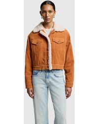 7 For All Mankind - Nellie Jacket Wide Corduroy With Teddy Honey Mustard - Lyst