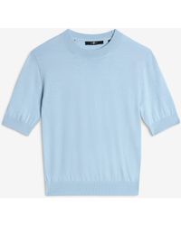 7 For All Mankind - Short Sleeve Crew Neck Sweater In Wool Blend - Lyst