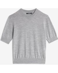 7 For All Mankind - Short Sleeve Crew Neck Sweater In Wool Blend - Lyst