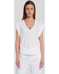 7 For All Mankind - Pleated Sleeveless Tee Cotton White - Lyst