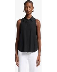 7 For All Mankind - Button Down Shirt Silk Black - Lyst