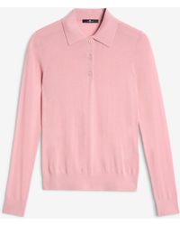 7 For All Mankind - Long Sleeve Polo Sweater In Wool Blend - Lyst