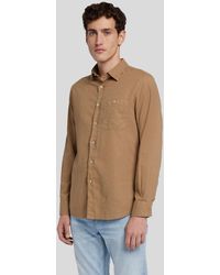 7 For All Mankind - One Pocket Shirt Cotton Linen Sand - Lyst