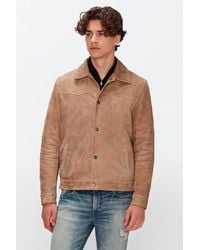 7 For All Mankind - Suede Western Jacket Leather Bamboo - Lyst
