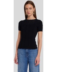 7 For All Mankind - Mixed Stitch Sweater Tee Pointelle Black - Lyst