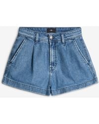 7 For All Mankind - Pleated Shorts Weightless Denim Hilo - Lyst