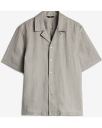 7 For All Mankind - Short Sleeve Camp Shirt Linen Sage - Lyst