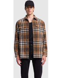 7 For All Mankind - Overshirt Checkered Flannel Brown Shades - Lyst