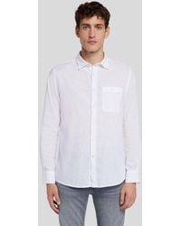 7 For All Mankind - One Pocket Shirt Cotton Linen White - Lyst