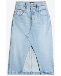7 For All Mankind - Double Waisted Skirt Mankind Bleach - Lyst