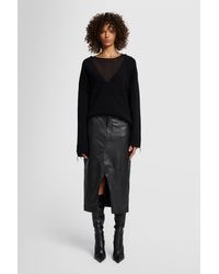 7 For All Mankind - Double Waisted Skirt Real Leather Black - Lyst