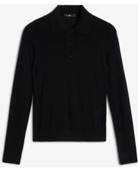 7 For All Mankind - Long Sleeve Polo Sweater In Wool Blend - Lyst