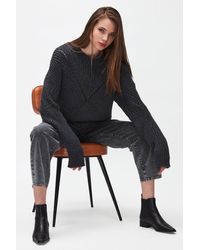 7 For All Mankind Pointelle Jumper Merino Charcoal - Grey