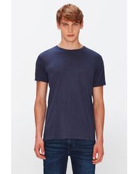 7 For All Mankind - Featherweight Tee Cotton Navy - Lyst