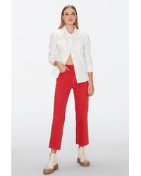 7 For All Mankind - Logan Stovepipe Colored Mankind With Raw Cut Hem Very Berry - Lyst
