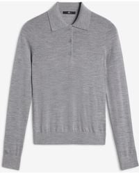 7 For All Mankind - Long Sleeve Polo Sweater In Wool Blend - Lyst