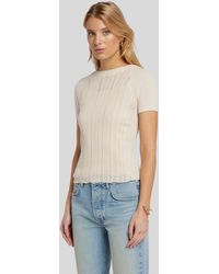 7 For All Mankind - Mixed Stitch Sweater Tee Pointelle Bone - Lyst