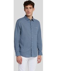 7 For All Mankind - One Pocket Shirt Cotton Linen Dusty Blue - Lyst