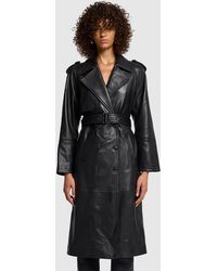 7 For All Mankind - Trench Real Leather Black - Lyst