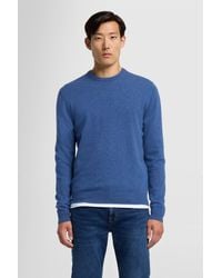 7 For All Mankind - Crew Neck Knit Cashmere W/ Stitch Detail Denim Blue - Lyst