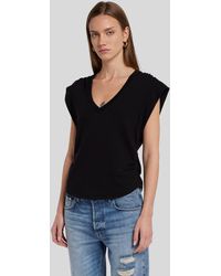 7 For All Mankind - Pleated Sleeveless Tee Cotton Black - Lyst
