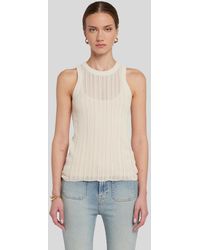 7 For All Mankind - Mixed Stitch Tank Pointelle Bone - Lyst