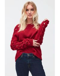7 For All Mankind Jumper Alpaca With Braided Sleeves Ginger - Red