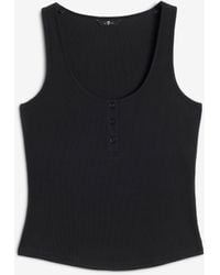 7 For All Mankind - Sleeveless Top Rib Black - Lyst
