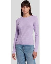 7 For All Mankind - Ls Lacy Stitch Sweater Ruffle Yarn Lavender - Lyst