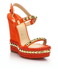 Christian louboutin Cataclou Studded Suede Espadrille Platform ...