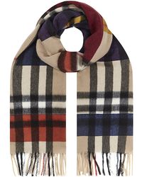 Burberry Brit Camel Cashmere Animal Print and Check Scarf in Multicolor ...