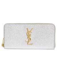 Saint laurent Monogram Zip-around Wallet in Gold (fog) | Lyst