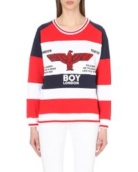 BOY London Rugby Cotton-jersey Sweatshirt - Red