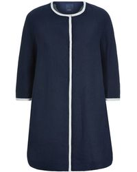 Max Mara Saio Contrast Trim Coat - Blue