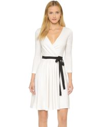 Diane von Furstenberg Seduction Long-sleeve Lace-trim Wrap Dress - Black
