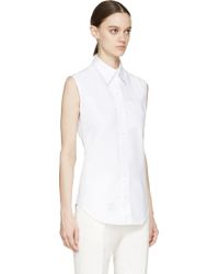 Thom Browne Sleeveless Oxford Shirt in White | Lyst